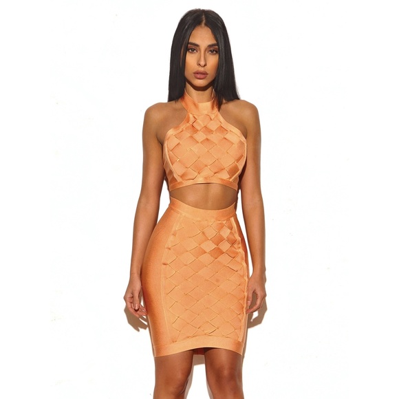 Dresses & Skirts - Lattice Weave Detail Two Piece Bandage Dress #832